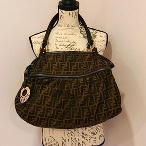 Authentic Fendi zucca large tote shoulder bag